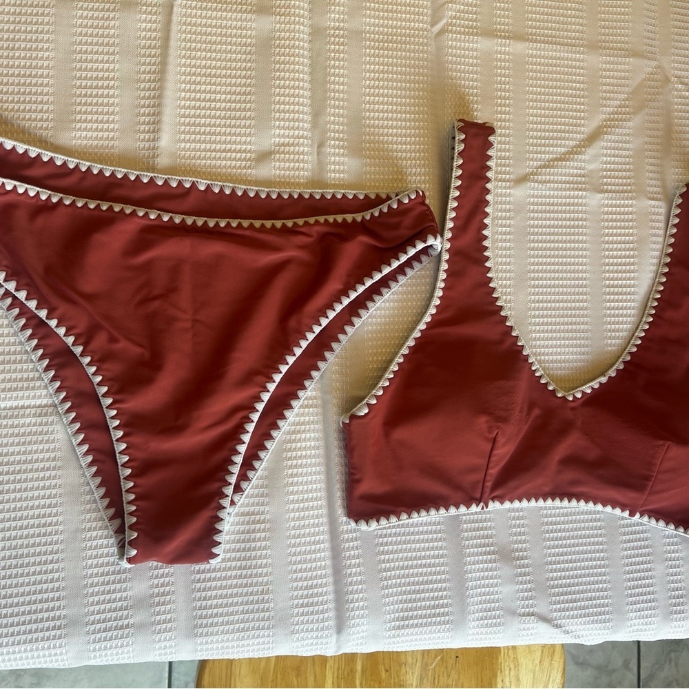 Terracotta Scalloped Edge Bikini Set